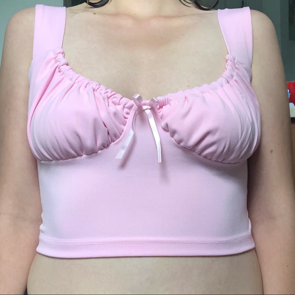 Pink milkmaid crop top cottagecore